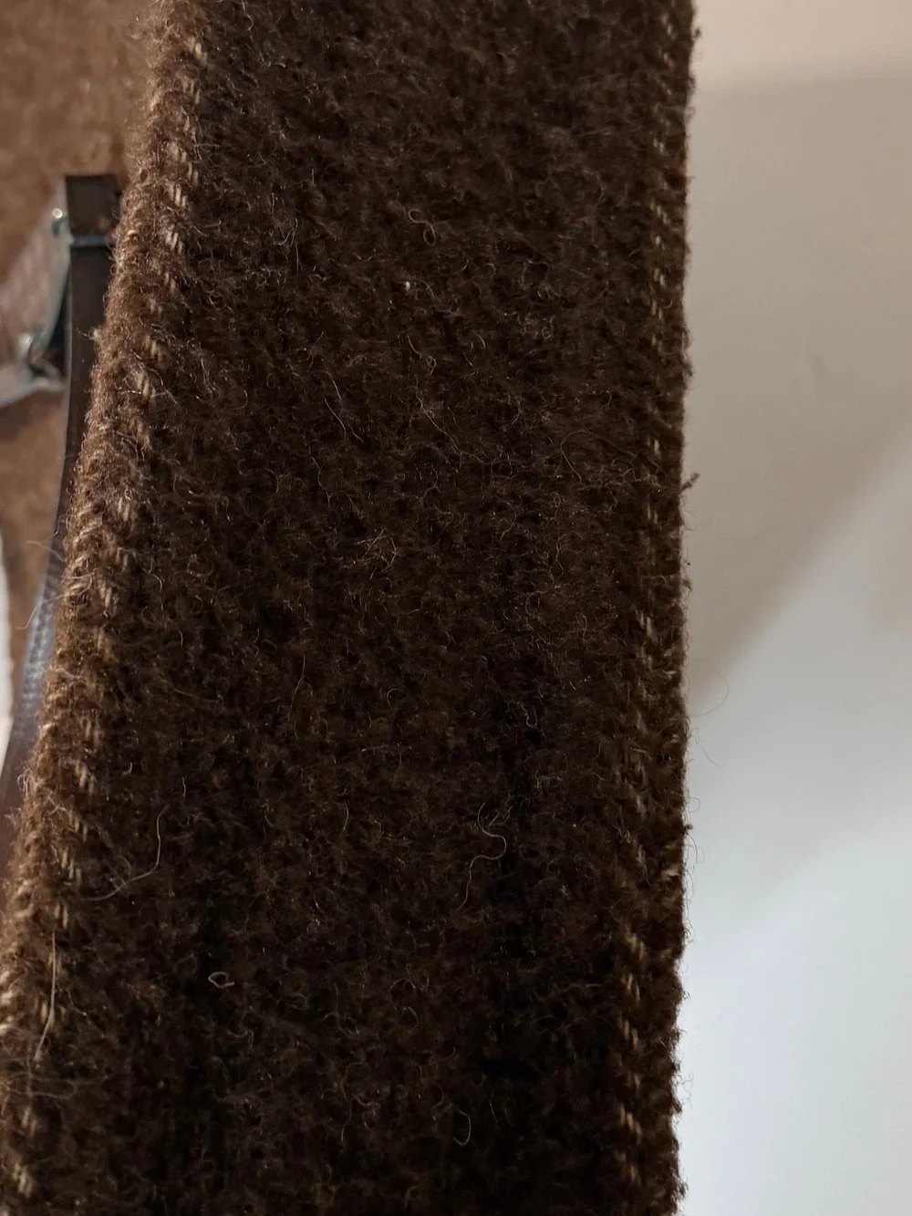 CHANEL Brown Shearling Shoulder Tote with Leather Straps